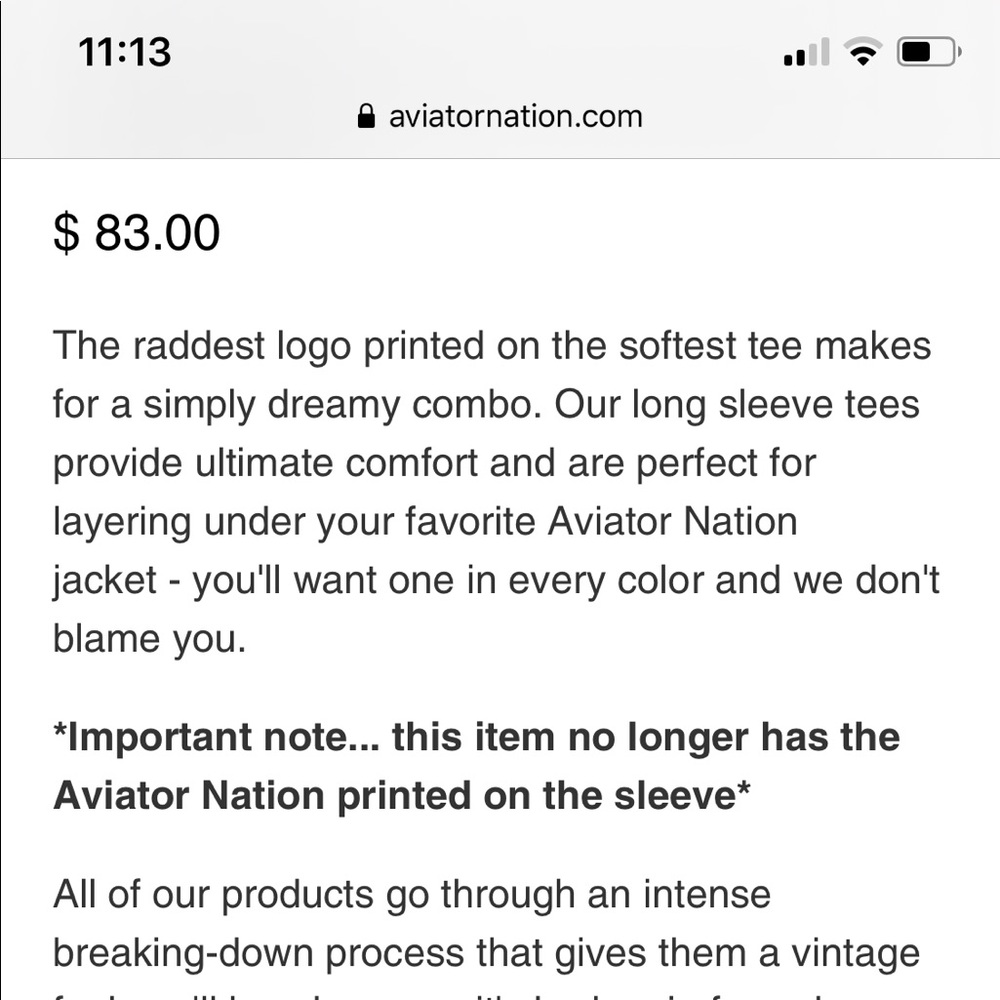 NWT Aviator Nation long sleeve sz S vintage white - Picture 3 of 7